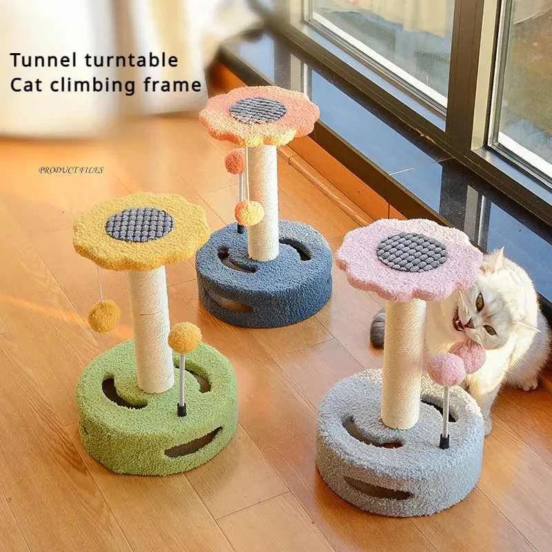 Cat Climbing Frame Sisal Scratching Post Cat Board Integrated Jump Platform Toy Pet Wholesale and Retail 240320