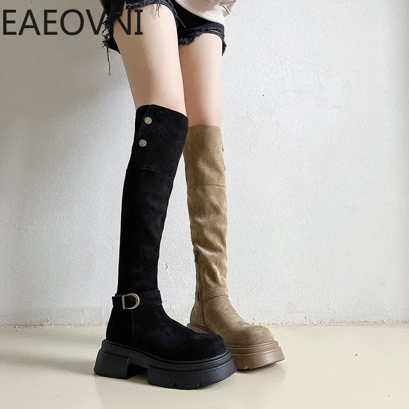 Boots Sock Women Over The Kne High Boots Fashion Slip on Ladies Elegant Platform Thick Bottom Long Booties Winter Women's Footwear