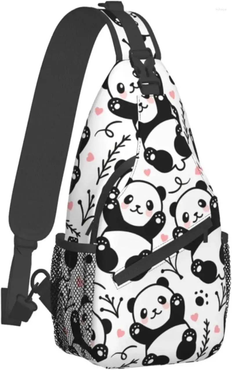 Sırt çantası sevimli karikatür panda sling çantası kadınlar için erkekler hayvan çapraz gövde omuz çantaları rahat göğüs seyahat yürüyüşü