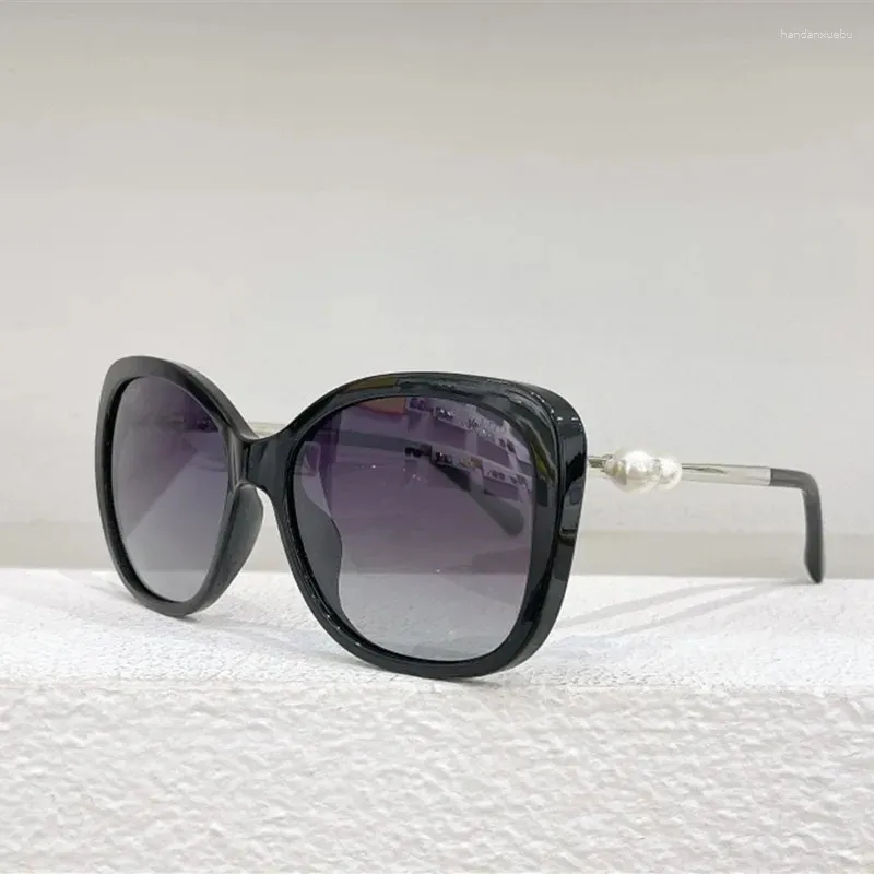 Sonnenbrille 2024 Cat Eye für Frauen Vintage Mode Klassische Perle Fahren Fahrer Retro Qualität Mädchen Acetat CH5339