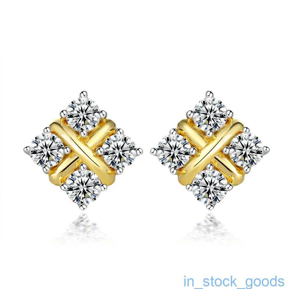 Broupe d'oreille de marque Tifanccy de luxe de haut niveau 925 Boucles d'oreilles en zircon en argent sterling