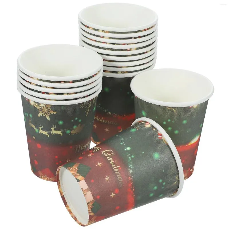 Disposable Cups Straws 32 Pcs Ice Cream Christmas Paper Coffee Glass Banquet Drinking Glasses Business Office Thicken