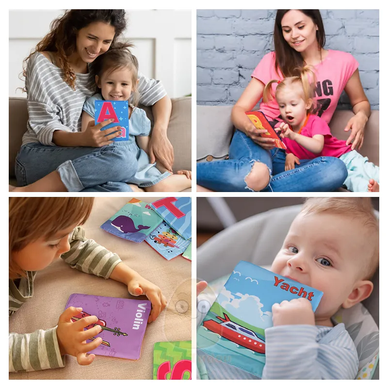 Montessori Soft Fabric Alphabet Flashcards with Storage Bag for ...