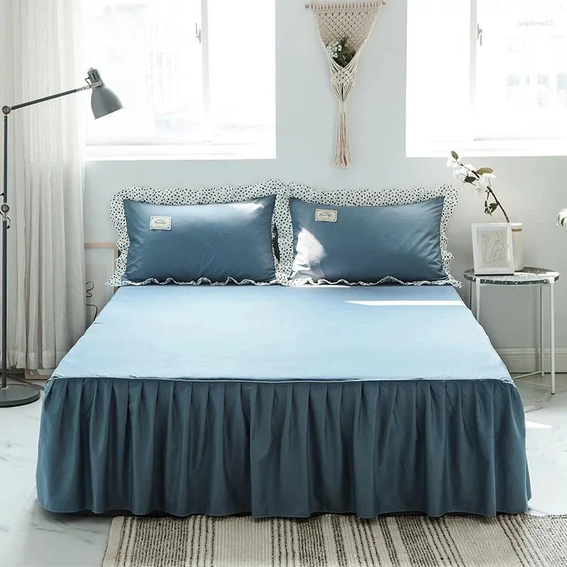 Bedding Sets Cotton Bedspread Bed Skirt Solid Color Simple Mattress Cover Non-Slip Dust Sheet Pure