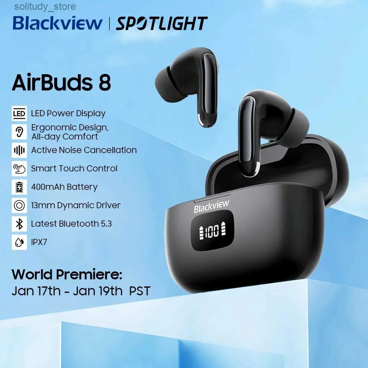 Cell Phone Earphones Blackview AirBuds 8 Bluetooth 5.3 Headphones TWS Wireless Headphones Touch Control Headphones with Mic Headphones Q240402