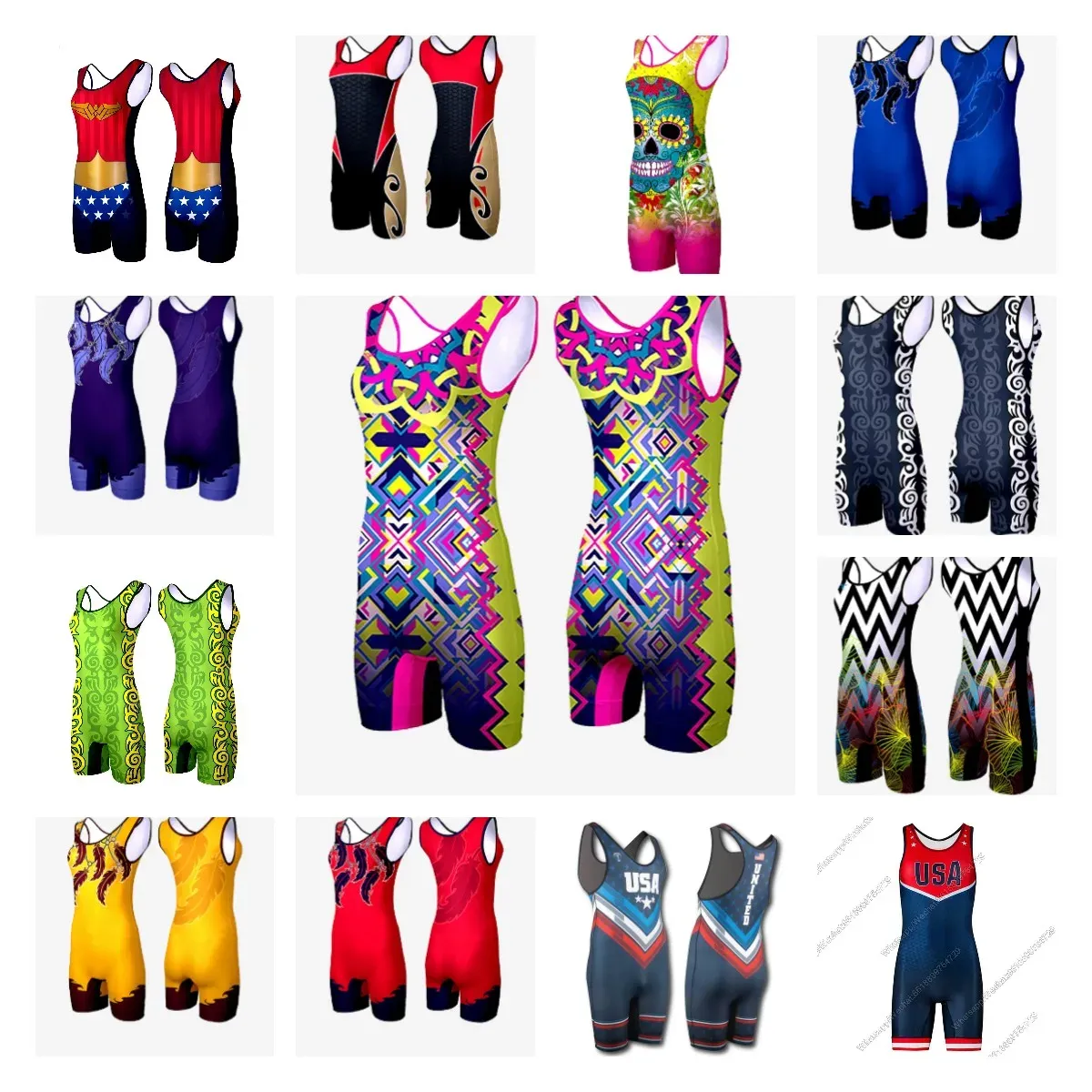 Sets/pakken Wrestling Singlets Women Custom Skating Pulley Suit Marathon Running Wear Lightweight Triathlon Bodysuit Gym Skinsuit Cycling