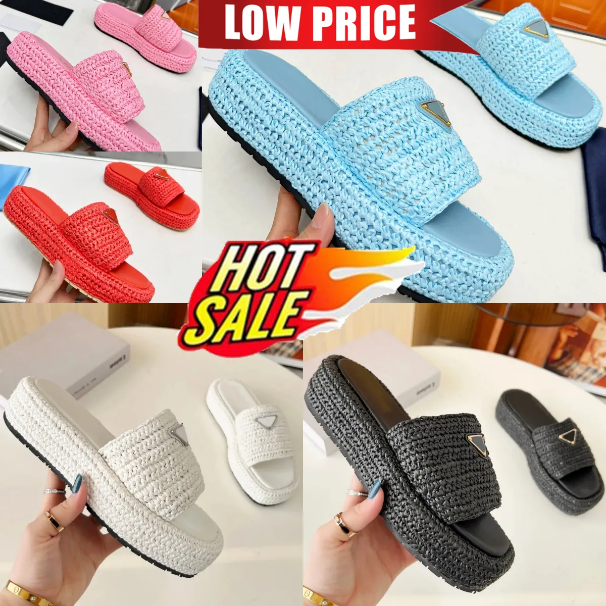 Designer sandals Womens slippers Slides Woven sandals Womens Flip Flops Luxury Flat Thick Bottom slipper Soft EUR 35-42