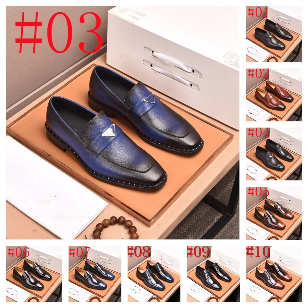 A1 38 model Size 38-45 Handmade Mens Penny Loafer Shoes Calf Leather Light Blue Men Dress Shoes Wedding Party Slip On Shoes Italian Fashion