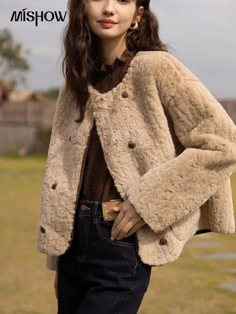 Vestes Femmes MISHOW Manteau de laine d'agneau pour femmes 2024 Hiver coréen court simple boutonnage veste lâche épaissir chaud manteaux féminins
