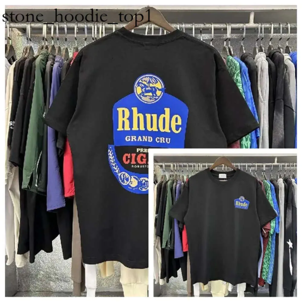 Rhude Hip Hop Streetwear Famous Designer Mens T Shirt Trendy Rhude Shirt Högkvalitativ kortärmad grafisk tryckt kläder snabb torr rhude skjorta polo 6048