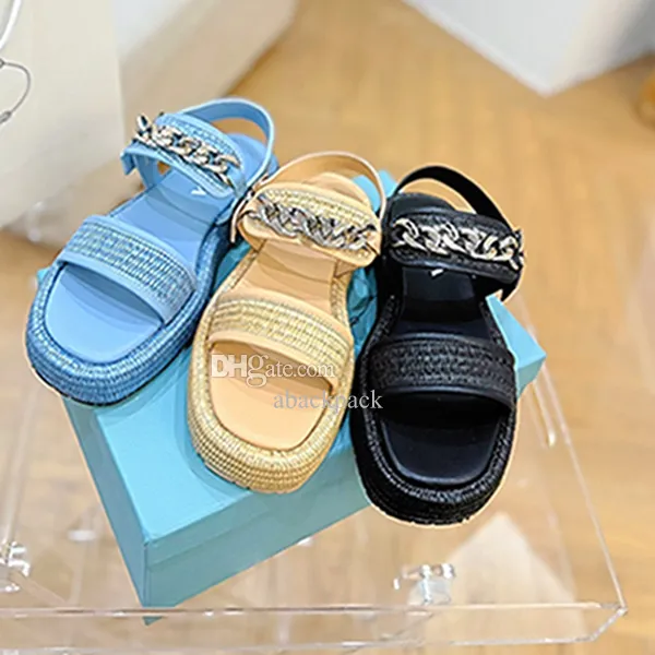 Fashion Designer Straw Flatform Sandals Inner Evokes a Summery Mood Unique Touch Enhanced by the Woven Fabric Yifei 141129 Sizes 35-41