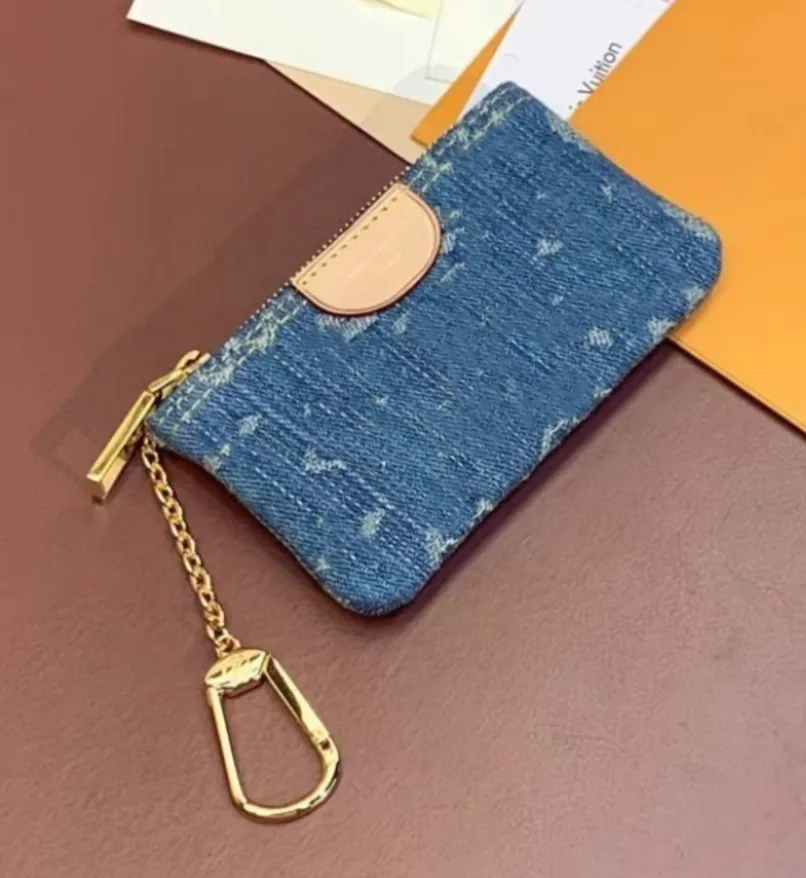 Denim bleu 10a Top Quality Mode Morceau Spolds Luxury Designers France Style Coins Socch portefeuille Femme femme en cuir Zip Purse porte-clés Mini Carte de crédit M82961