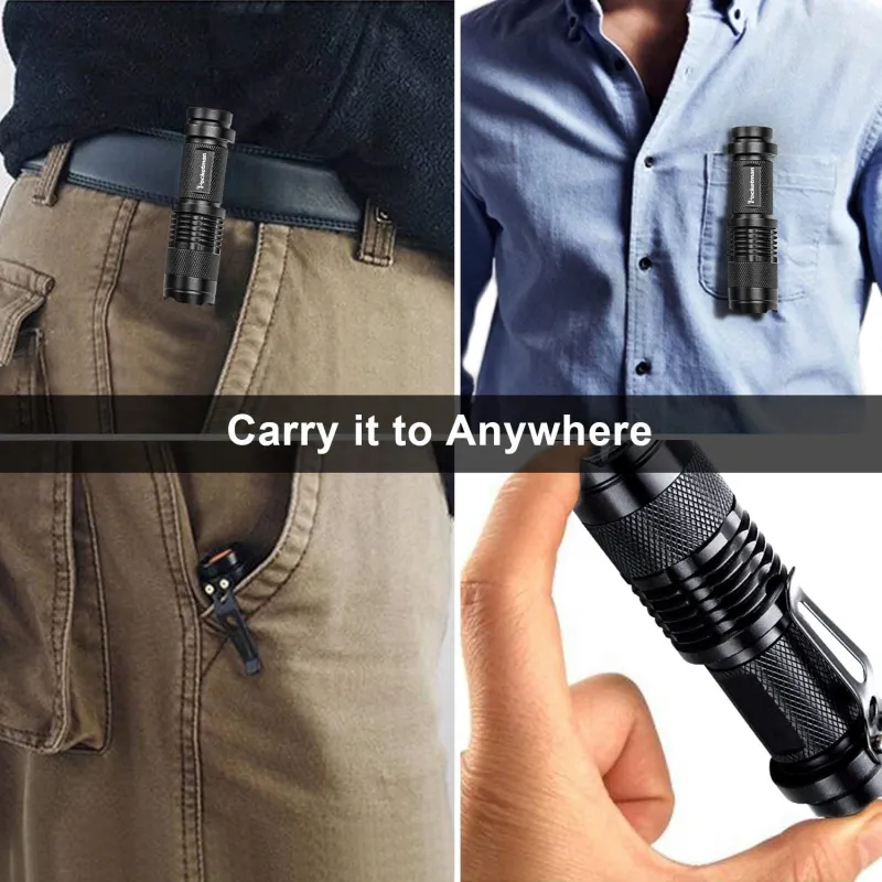 Waterproof Mini Flashlights: Pocket-Sized Zoomable Aluminum Torch for ...