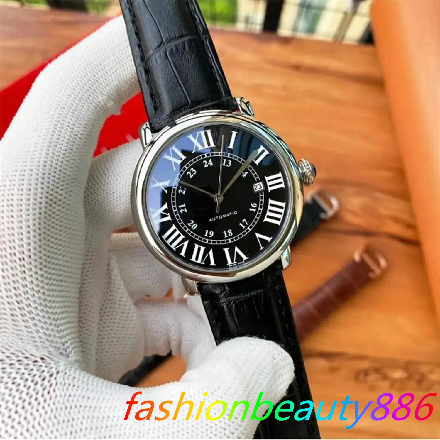 U1 TOP AAA MĘŻCZYZN KOBIETY RONDE de Watch Mechaniczne Automatyczne luksusowe zegarki skórzane paski Diamond Księżyc Ruch na rękę 0752