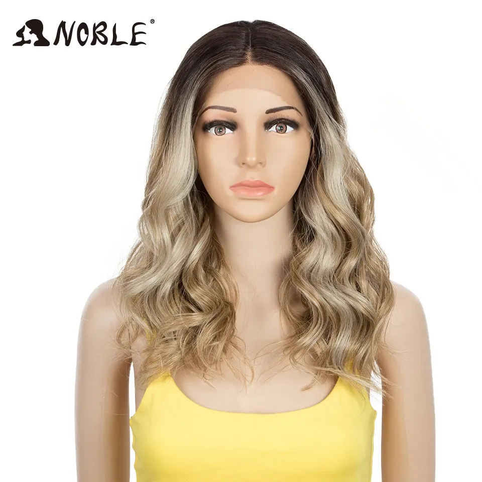 Perruques Noble Synthétique Lace Wig 20 pouces Curly Wig ombre Blonde Wig Wigs Synthetic Lace Wigs Fomen Women Cosplay Lace Wig for Black Women