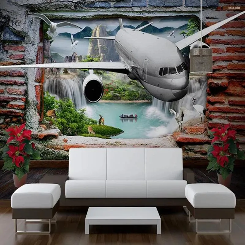 Bakgrundsbilder Milofi Custom Large Mural Wallpaper 3D Aircraft Stereo Bakgrund