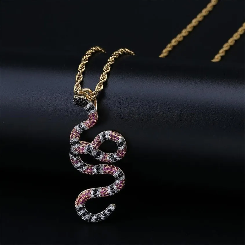 Ожерелья с подвесками, цветные циркониевые змееобразные мужские аксессуары в стиле хип-хоп, ожерелье, подвеска, ожерелья, подвеска281Z