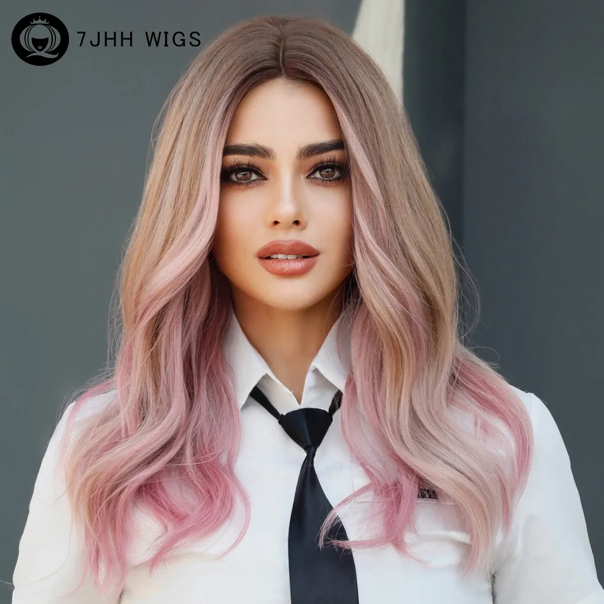 Perruques 7jhh perruques ombre blonds à rose longs perruques blondes ondulées pour les femmes cosplay Cosplay amour chaud coiffure synthétique lolita perruques résistantes à la chaleur