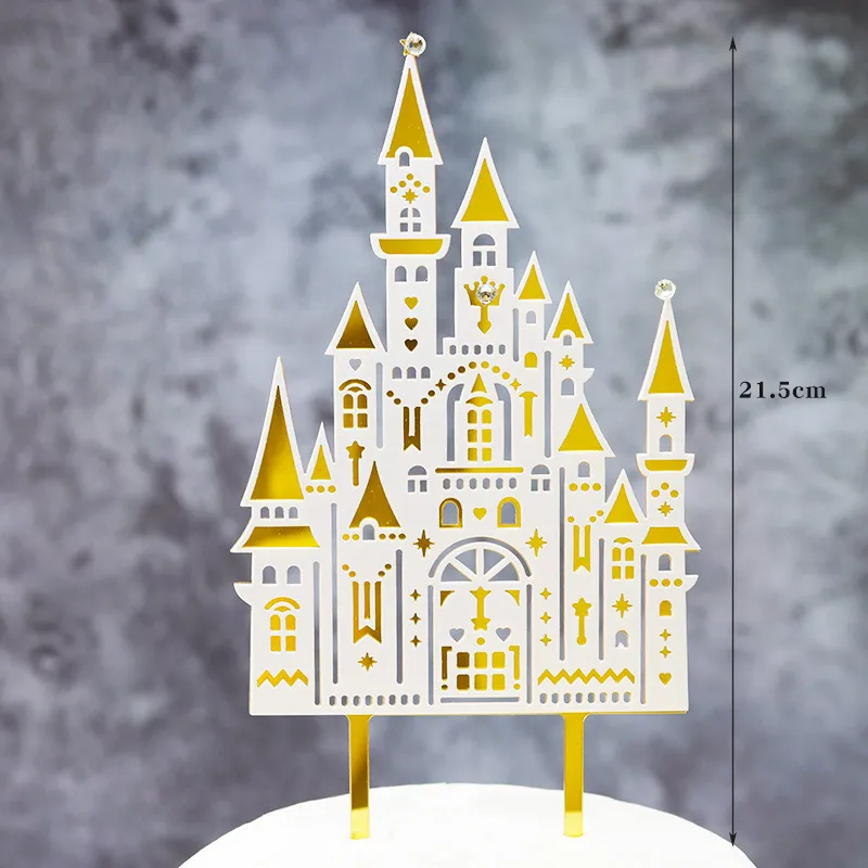 Acrylic Castle Cake Topper Gold Ferris Wheel Happy Birthday Cupcake ...