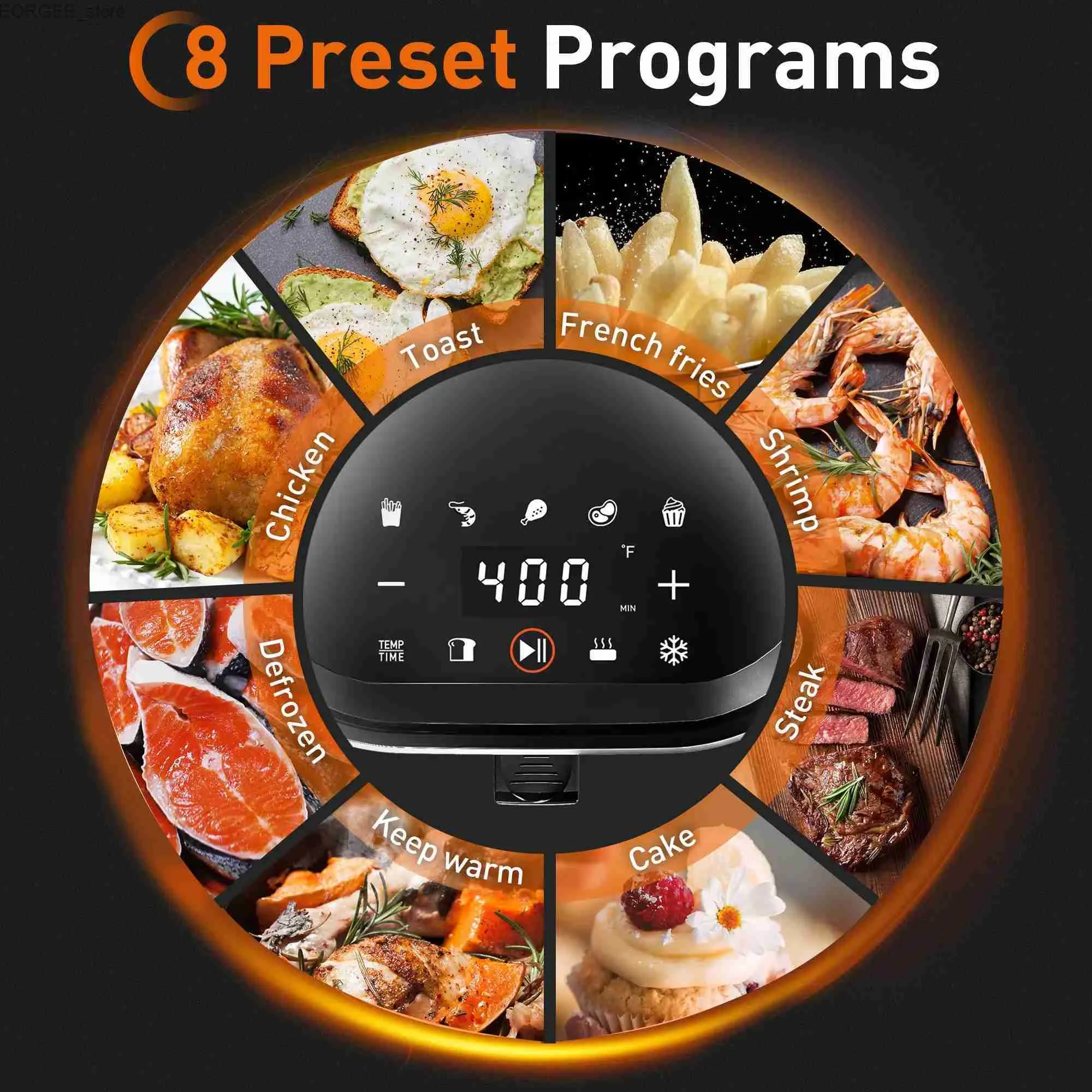 Air Fryers JOYOUNG air fryer with digital LED touch screen 8 automatic programs 4.5-liter air fryer oil-free cookware preheating and keeping in a war state Y240402