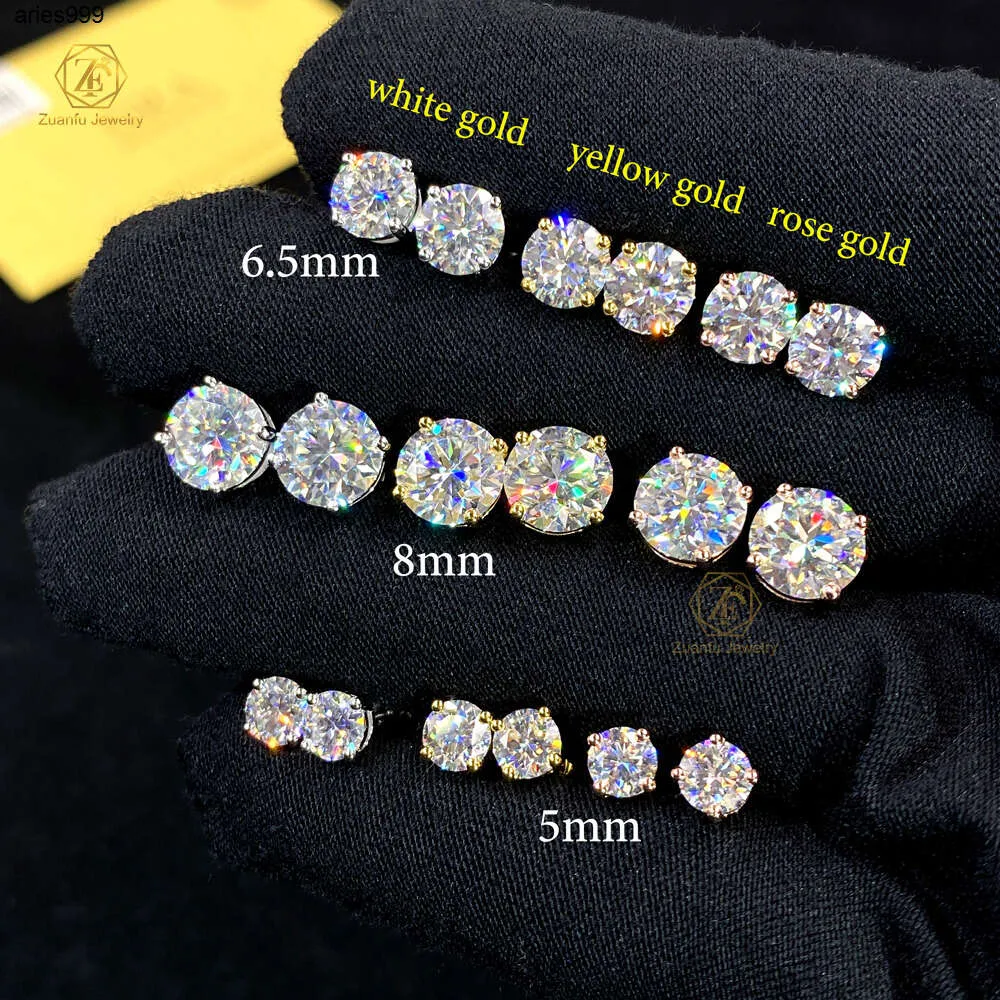 Dropshipping moissanit küpeler güzel mücevherler 10k 14k gerçek altın d renk moissanit solitaire elmas saplama küpe vida bac