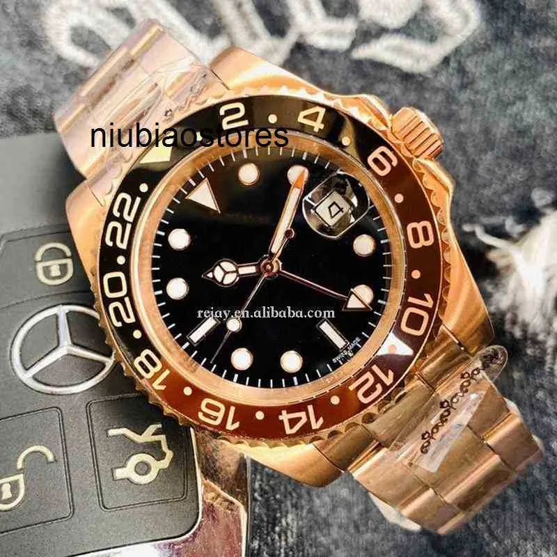 Ceramic Luxury Watch Bezel Black Dial Dial Strap Strap II Cerachrom Gold Case Band 40mm Men Automatic Watches Designer Relvinhas de pulso à prova d'água 2FL5