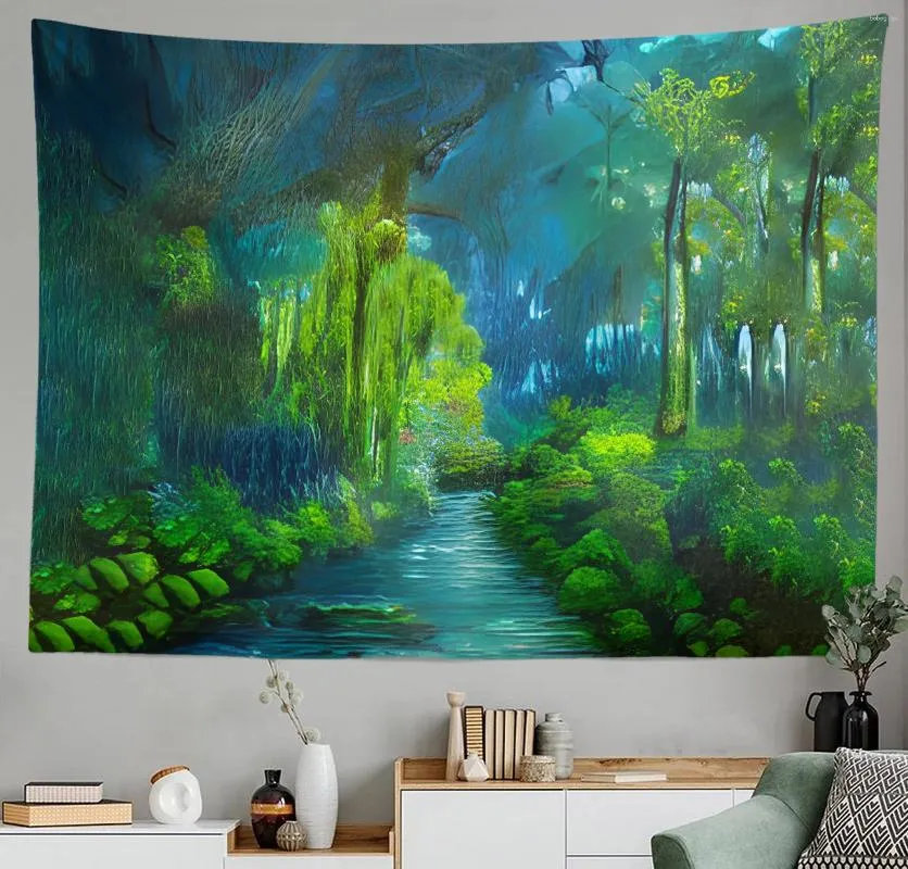 Tapisseries Tapisserie tropicale paysage esthétique forêt tropicale Art Nature tenture murale pour chambre salon dortoir