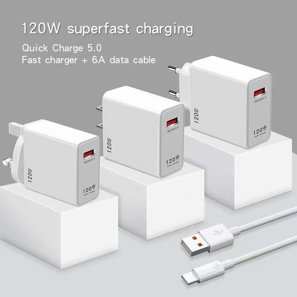 120W Charger Super Fast Kit QC 5.0 Ładowanie w pełni kompatybilne z brytyjskimi standardami dla Huawei i Xiaomi