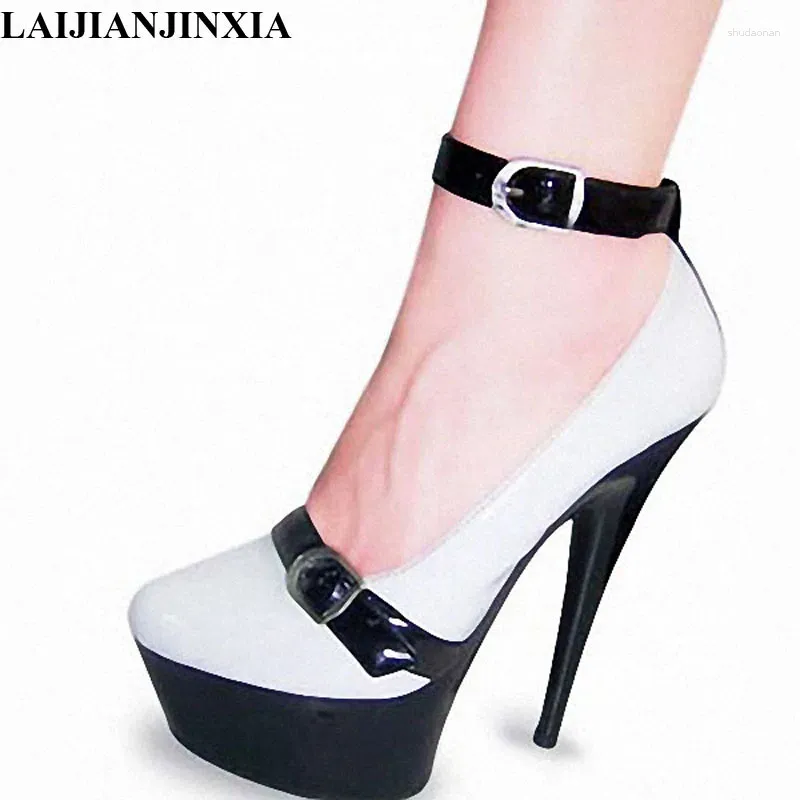 Dress Shoes LAIJIANJINXIA 15Cm Night Club Women Pump Custom Color Spike High Heel Ankle Straps Platform