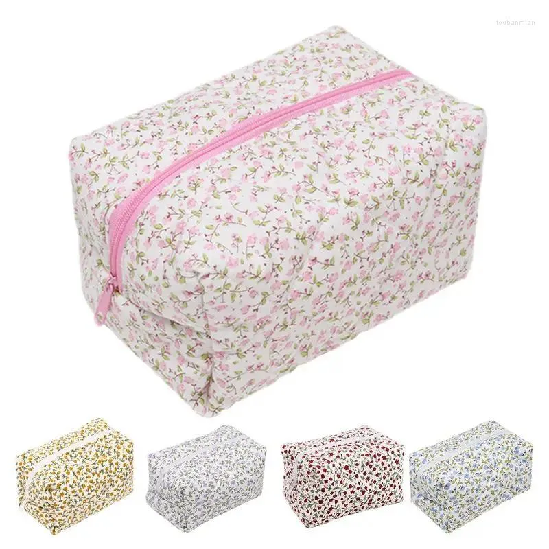 Storage Bags Travel Cosmetic Bag Elegant Soft Cotton Make Up Pouch Toiletries Organizer Hangbag Female Cases Gift