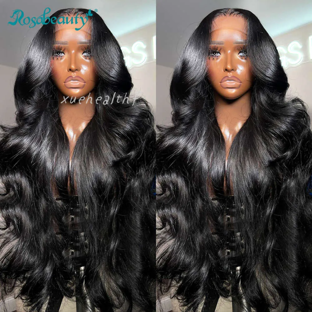 Perucas sintéticas Rosabeauty HD 13X6 Transparente Onda Corporal Lace Frontal Peruca 13X4 Frente Cabelo Humano 5X5 Pronto para Usar Go Glueless Peruca 250 Densidade 230822