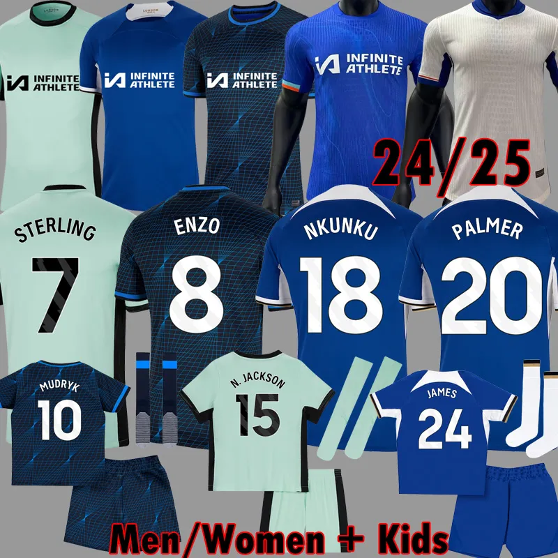 23 24 25 Enzo CFC NKUNku CAICEDO Futbol Formaları Colwill Retro Koleksiyon Mudryk Gallagher Sterling Jersey 2024 2025 Palmer Futbol Gömlek Cucurella Mush Kitleri 3XL 4XL