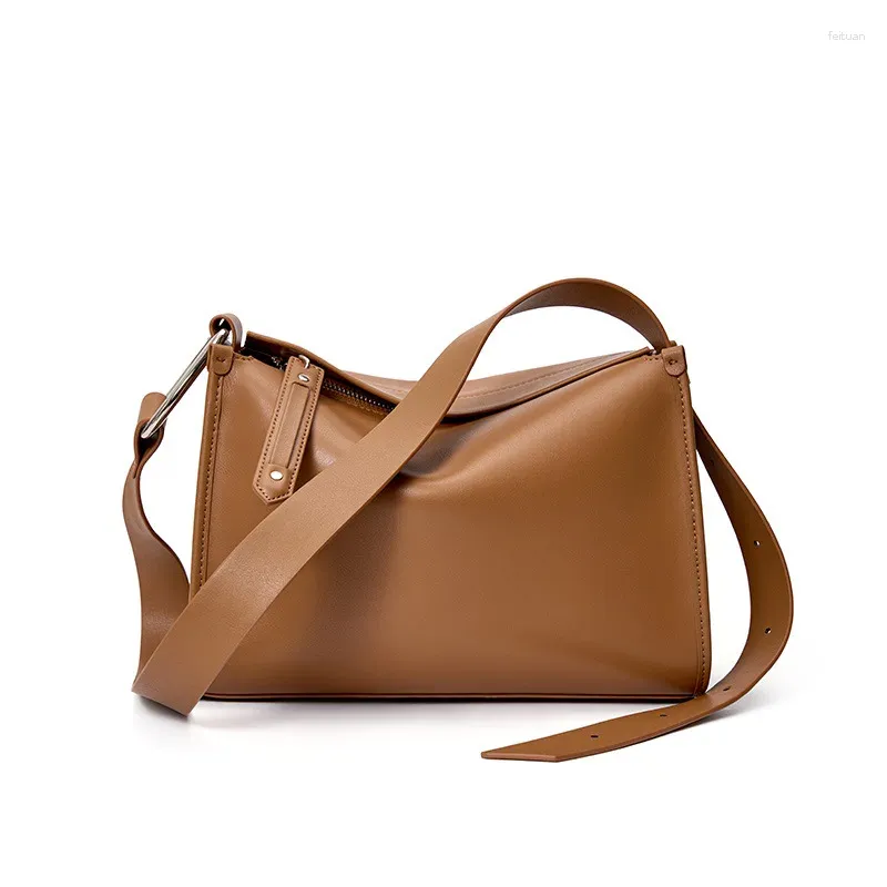 Drawstring 17 Women Shoulder Messenger Crossbody Bag Soft Leather Satchel Large Capacity Black Waterproof Handbag Apricot From 31 26 DHgate