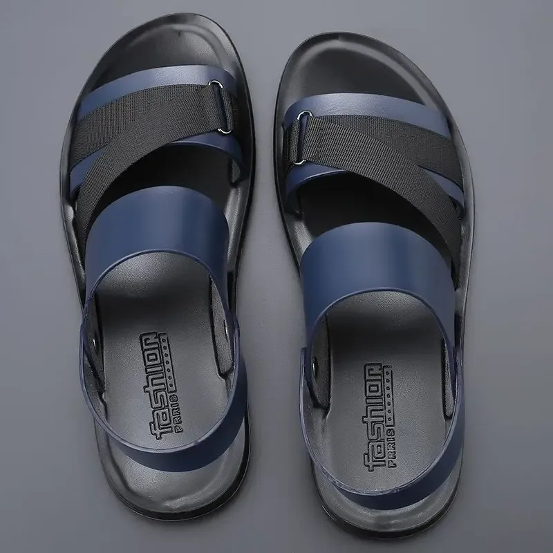 Sandaler Qmaige Men Sandals Leather Italian Brand 2022 Ny utomhusmodedesigner tofflor Summer Beach Soft Casual Semester Sandaler