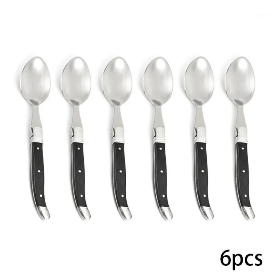 8 6 '' Laguiole Style Dinner Spoon Solid Black Wood Handle Table Spoon Xmas Party Restaurang Tabellery Kitchen Cutsly 2 241J