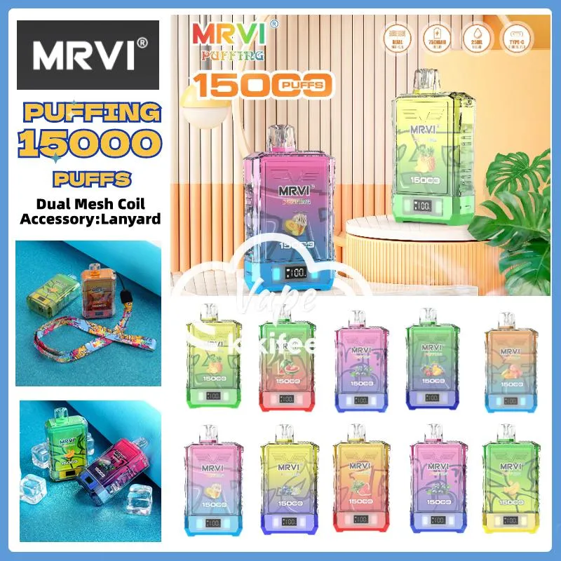 vapes 오리지널 공장 MRVI 퍼프 15K 바 일회용 vape e 담배 15K 퍼프 750mAh 충전식 배터리 25ml 포드 대 강마 12000 대 ATVS RAZZ BAR 퍼프