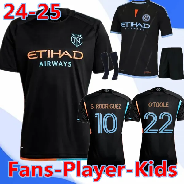 Jogador fãs versão camisas de futebol 2023 2024 2025 New York City FC BAKRAR S.RODRIGUEZ J.FERNANDEZ WOLF KEATON THIAGO MARTINS OJEDA SANDS 24 25 futebol masculino camisa infantil