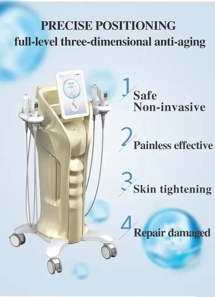 4 in 1 ultrasone stroom Lifting Skin Machine Rf verstevigende ooghuid Anti-aging Hifu 7d Hifu-cartridges Rf Machine Face Lifting Liposonic Device