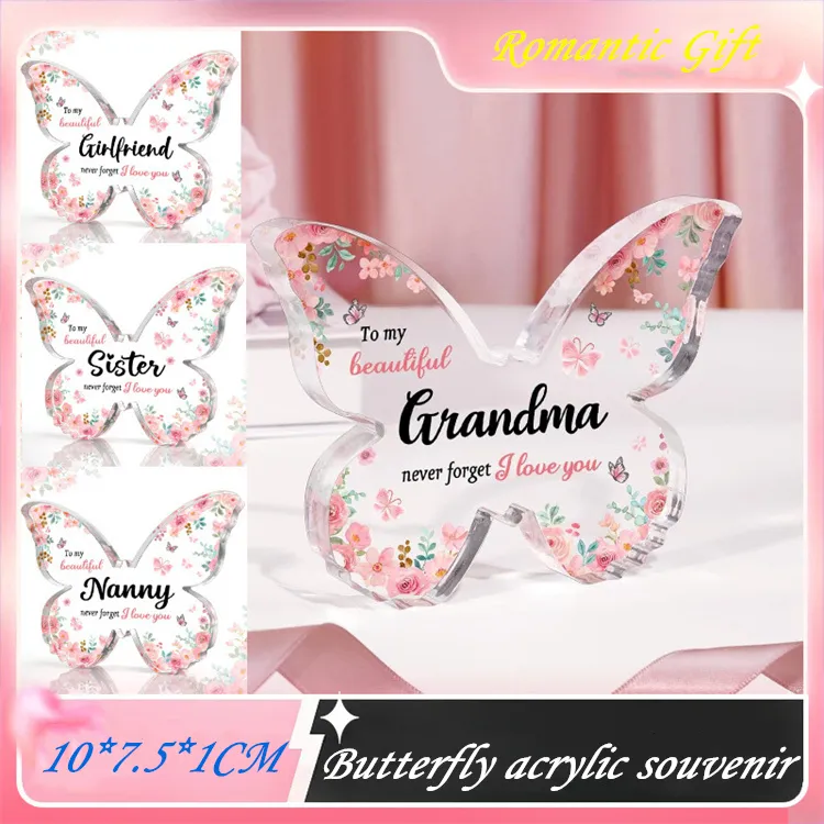 Party Favor Ornements de papillon en acrylique transparent pour amies / meilleurs amis / parents collègues cadeaux de table ornements LT888