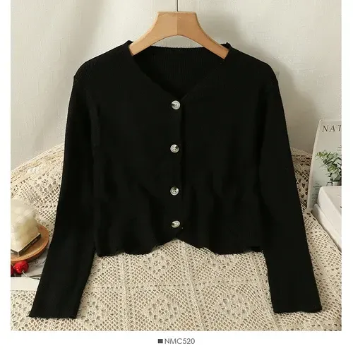 Damenblusen, Hemden, Bluse für Frauen, gestrickt, V-Ausschnitt, Langarm, lässig, koreanische Mode, Allmächtige Blusas Femininas, einfarbig, Drop Del Ot3En