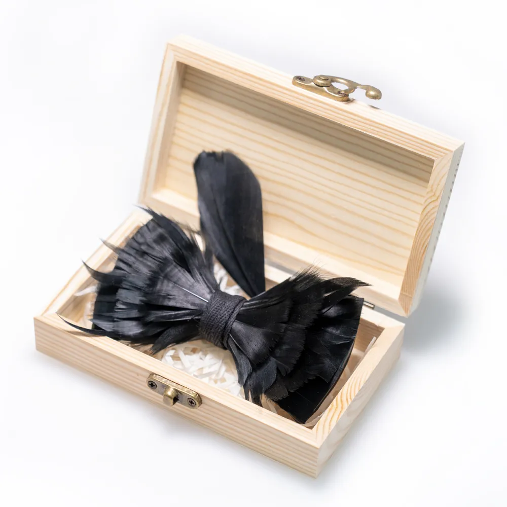 Feather Bow Tie: Blue & Black Solid Bow Tie, Mens Wedding
