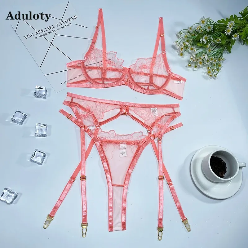 Новое розовое вышитое женское белье Aduloty Aduloty