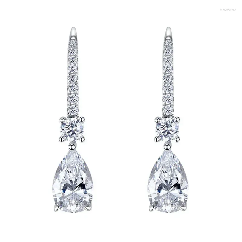 Cluster Rings 2024S925 Silver High Carbon Diamond 7 11 Pear Shaped Droplet Earrings For Women's Fashion Versatile