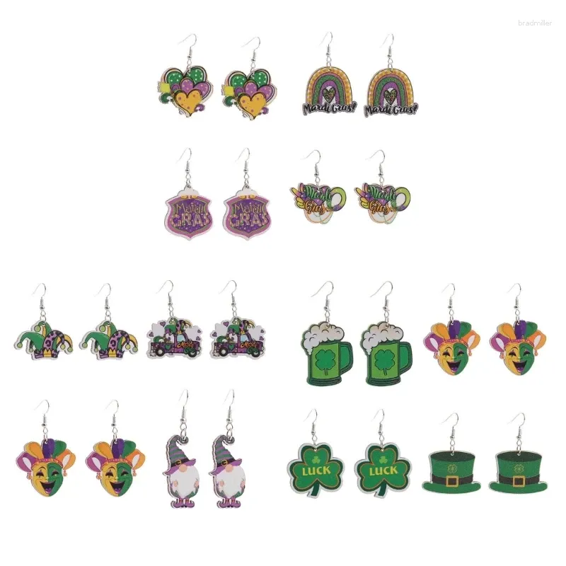 Boucles d'oreilles pendantes en forme de trèfle, breloque en bois, pour la fête de la patrie, pendentif, décor