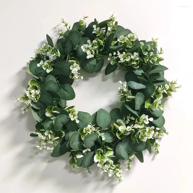 Flores decorativas 40cm primavera verão verde eucalipto folha grinalda porta pendurado suprimentos decoração de jardim artificial