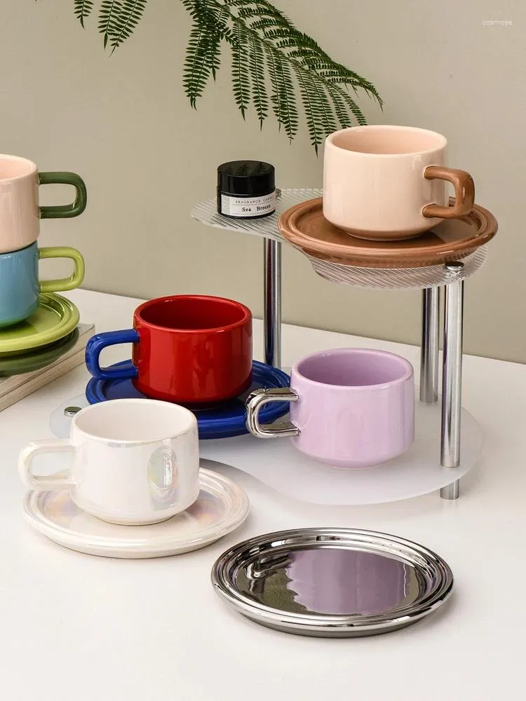 Muggar Nordic Party Non-Disposable Table Seary Tea Cup Set Ceramic Coffee With Saucer Blandade färger eftermiddag för par