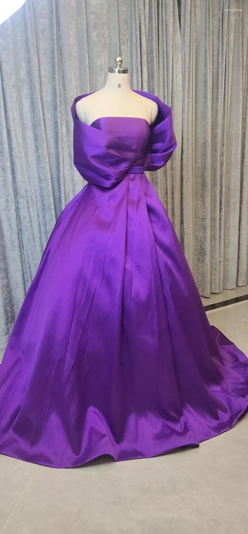 Party Dresses Off The Shoulder Portrait Wraps Korean Satin Evening Luxurious Purple Elegant Gown