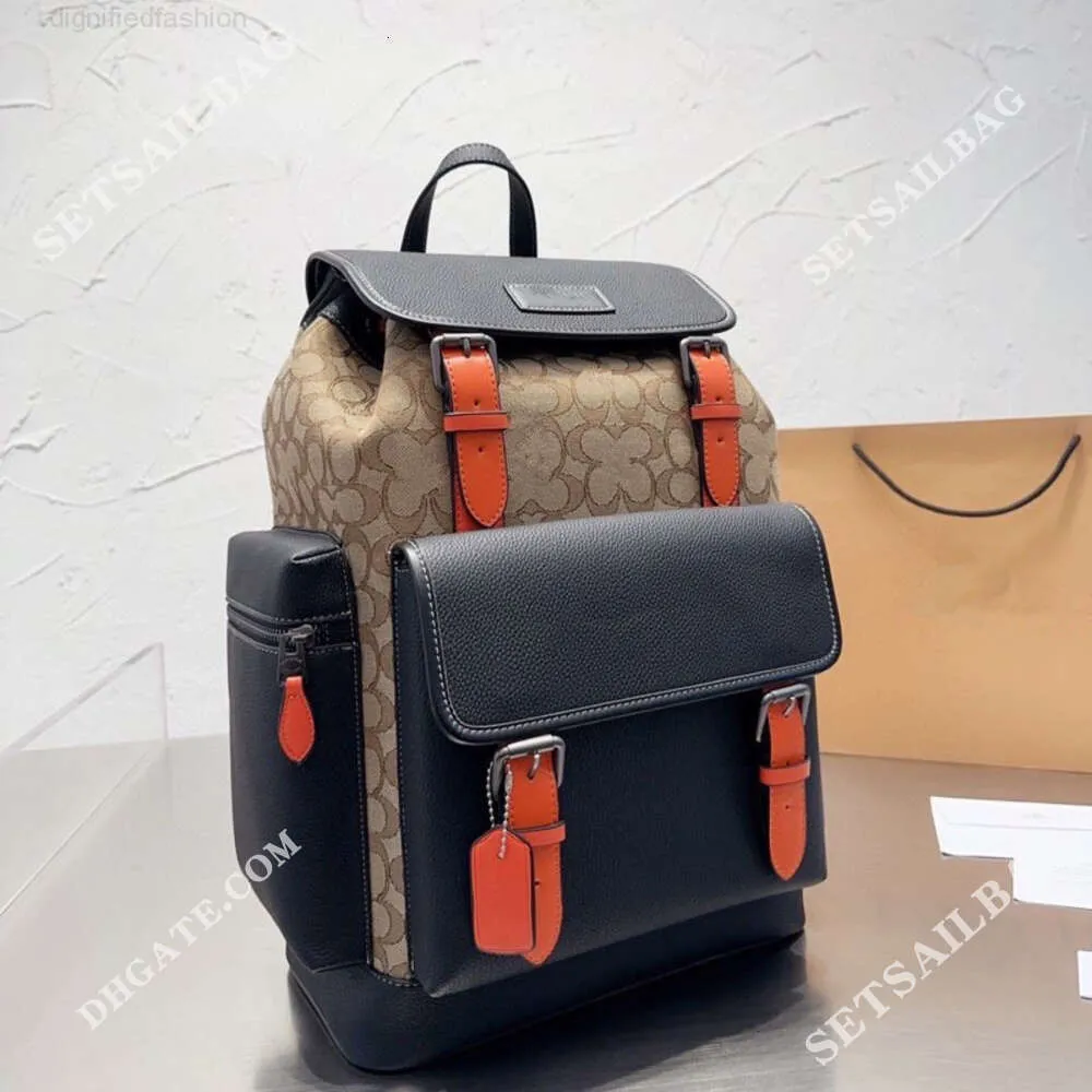 Fashion Backpack Book Bag Classic Old Flowers Drawstring Clip Open and Close Jacquard Leather Schoolbag Designer Backpack Men and Women