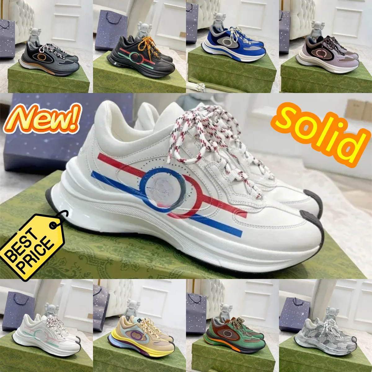 Moda uomo e donna Scarpe casual Sneaker stringate in pelle da donna Scarpe da ginnastica da corsa Scarpe da ginnastica da palestra con suola spessa Scatola per scarpe casual resistente all'usura all'aperto