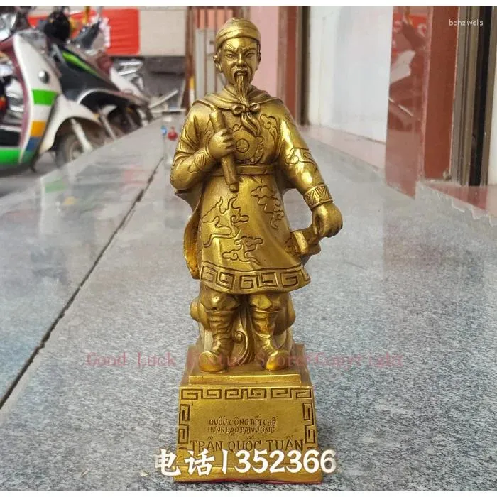 Dekorativa figurer Företaget Shop Office Home Good Mascot Protection-Vietnam Hero Chen Xing Dao Tran Hung Brass Portrait Staty